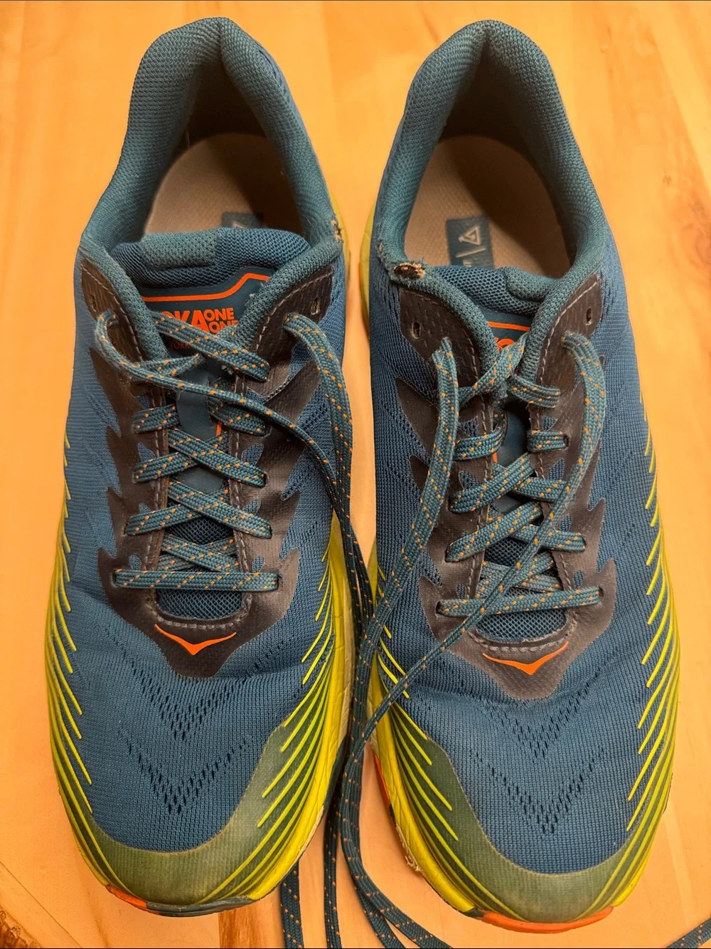 Hoka Torrent 2 trail running shoes in the Blue Coral/Evening Primrose colorway 9